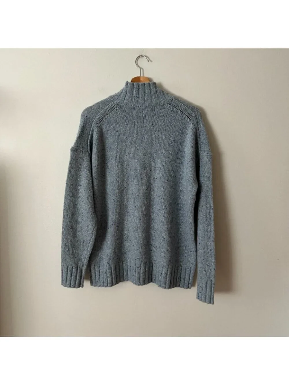 J. Crew Relaxed Turtleneck Sweater Blue Donegal Wool Blend Women's Size Small